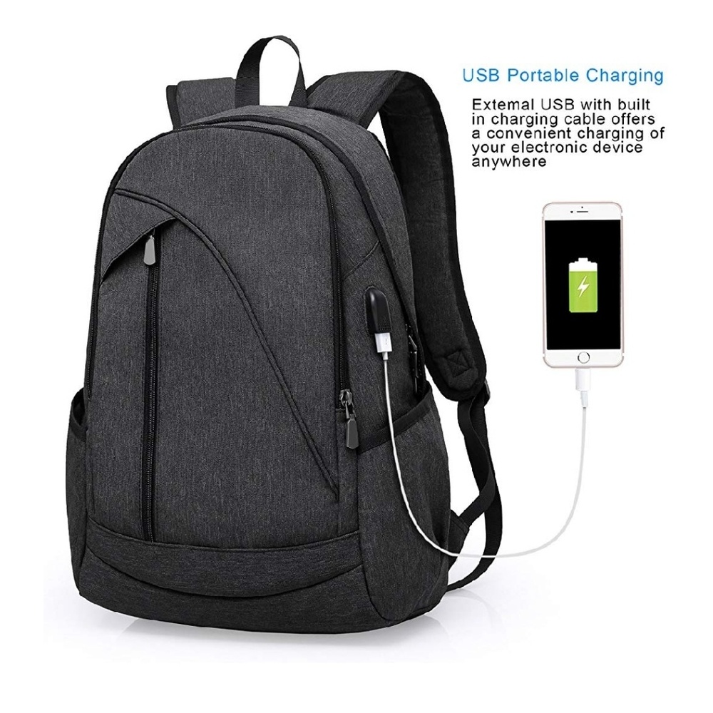Water resistant laptop backpack USB charging port